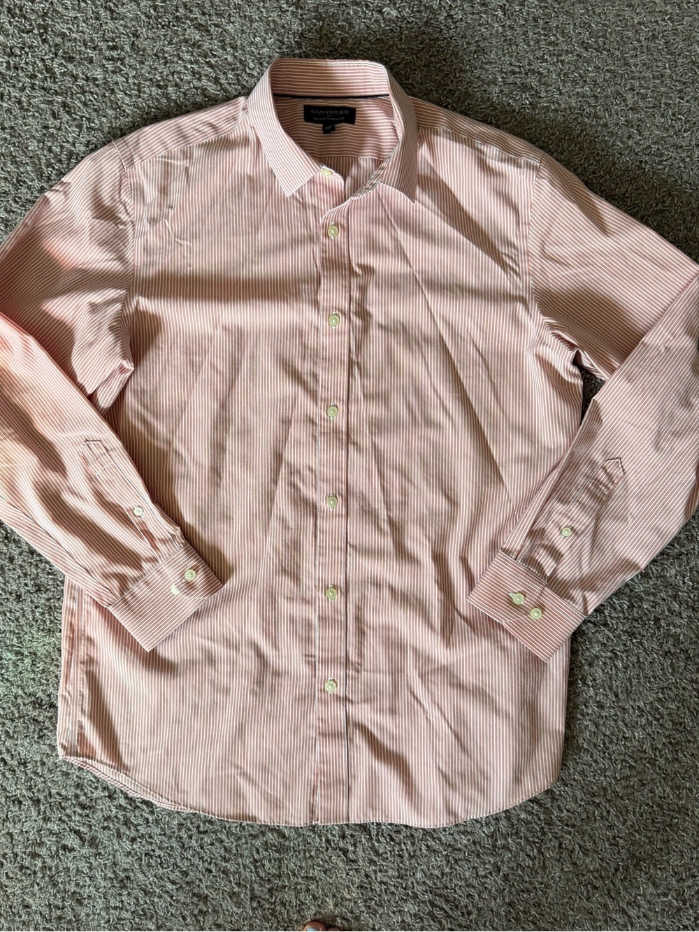 Banana Republic Orange and White Striped Business Button Down Shirt Size L